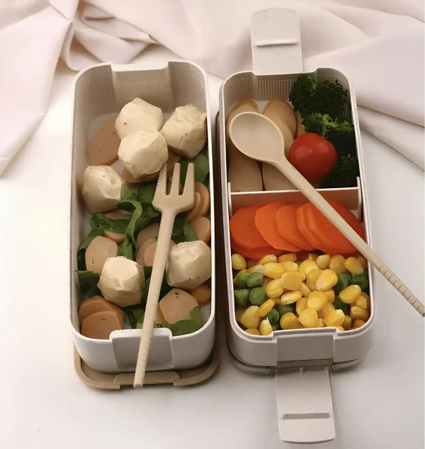 A zöldségek és az uzsonnás doboz környezetbarát anyaga tökéletes harmóniában