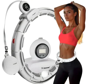 Az alakformáló hullahopp karika egy vékony, dekoratív nővel az előtérben