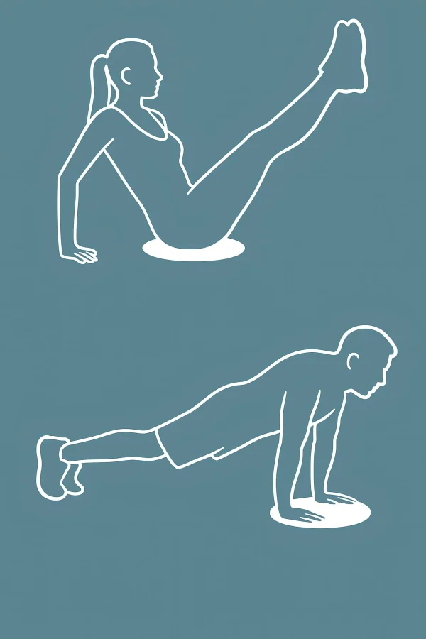 Egy női és egy férfi sziluett tornázik az egyensúlypárna segítségével