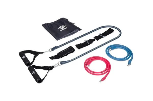 A teljes Umbro gumikötél szett, tároló zsákkal, pótkötelekkel és plusz rögzítőkkel