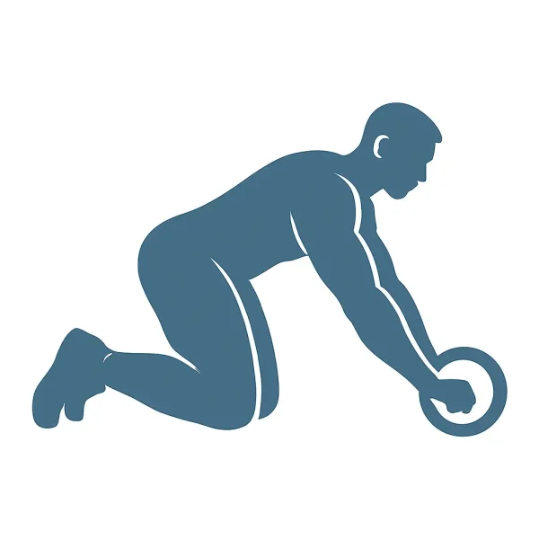 Férfi sziluett, amely prezentálja az Umbro haskerék alkalmazását