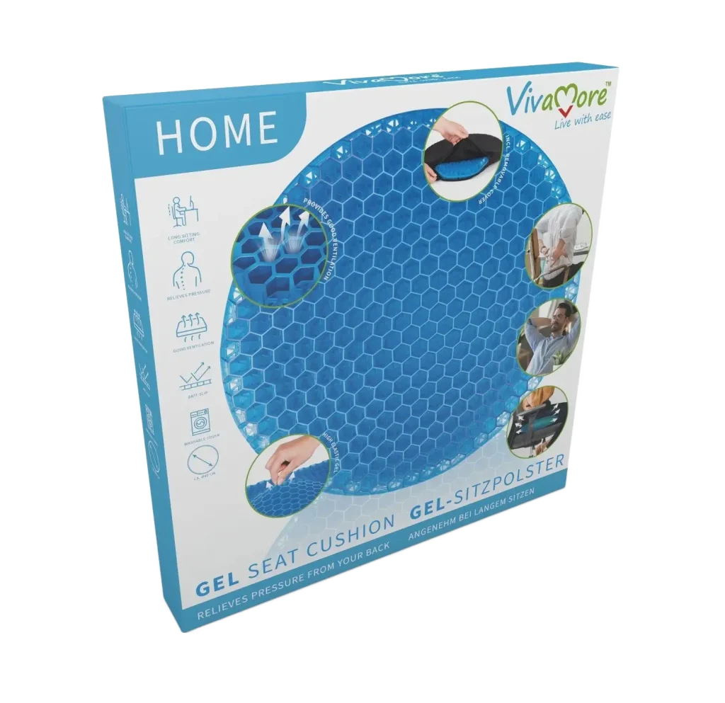 A nyomáscsökkentő ülőpárna eredeti csomagolása, háttér használata nélkül