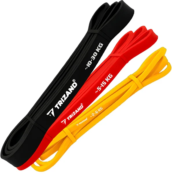 A különböző színű és különböző ellenállású edzőszalagok egy fotón