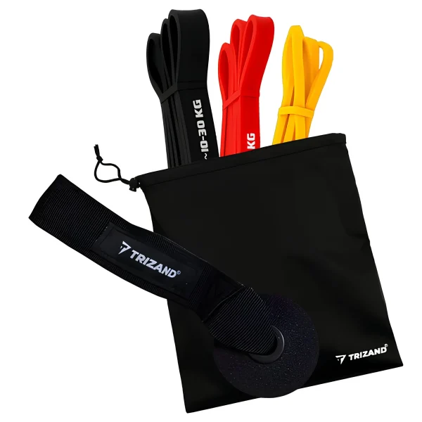 A három edzőszalag egy hordtáskában