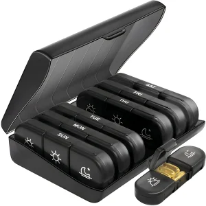 Fekete színű heti gyógyszeradagoló