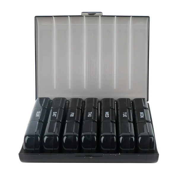 A heti gyógyszeradagoló szett elölnézetből