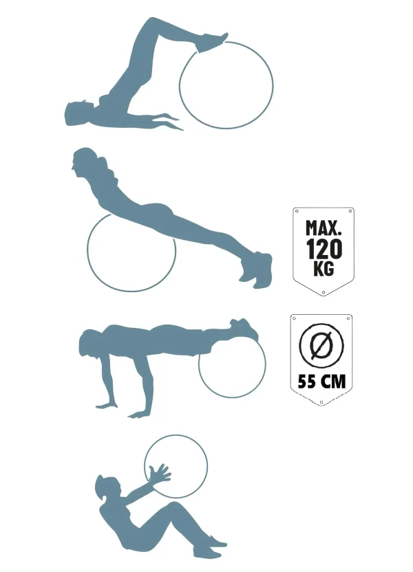 Az 55 cm-es fitness labdával végezhető gyakorlatok sorozata
