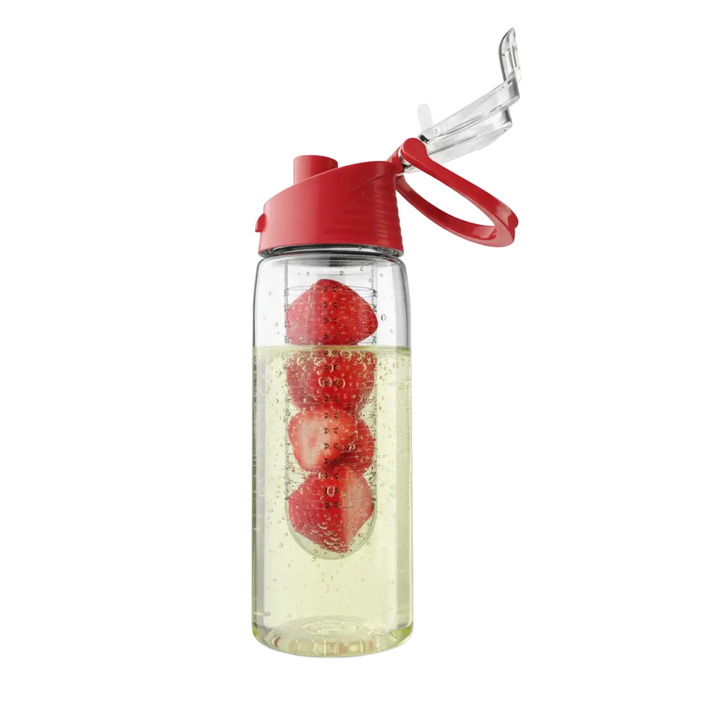 A piros infuser kulacs eperrel a belsejében, háttér nélkül, Webp formátumban