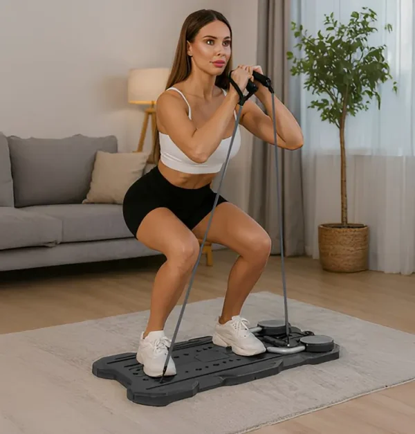 Erősítés a pilates deszkával és a hozzá tartozó ellenállási kötéllel