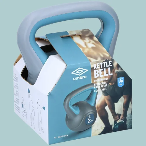 Umbro kettlebell 2 kg súllyal szürke háttérrel